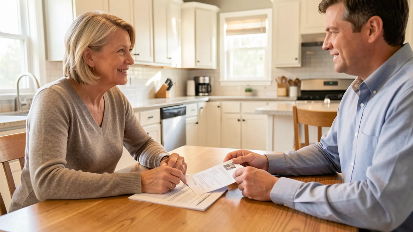 Clive-area homeowners talking through next steps with a real-estate professional